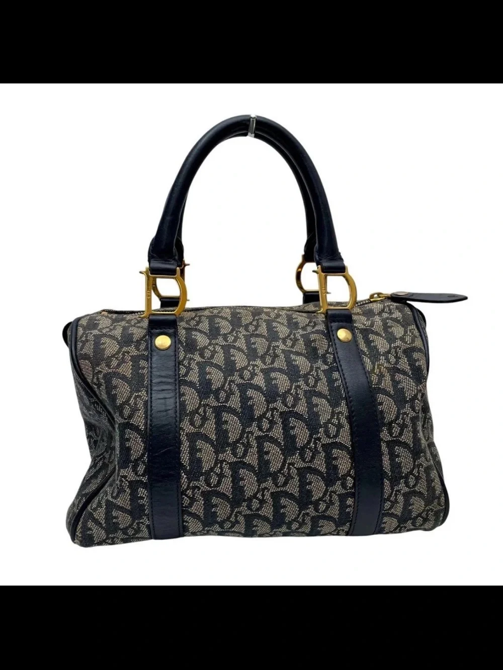 Dior Navy and Beige Monogram Satchel